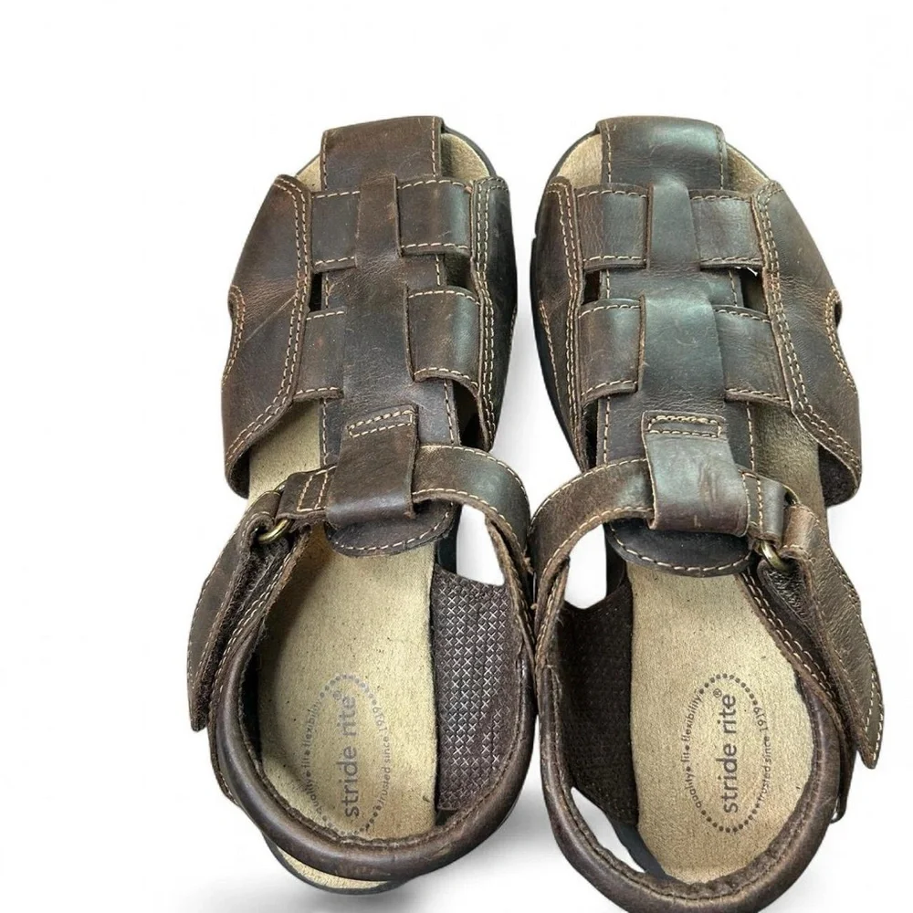 Stride Rite Boys’ Leather Angler Sandals – Size 1W 🤎 - Picture 5 of 8